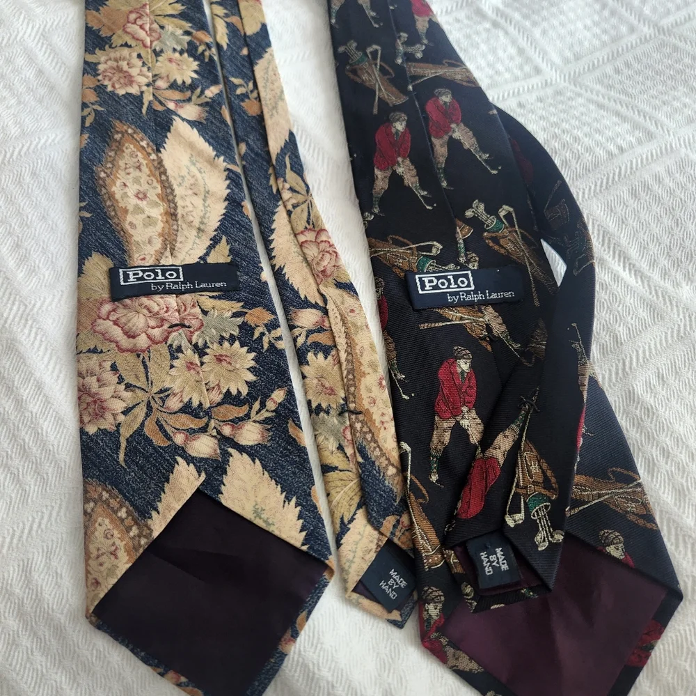 Polo by Ralph Lauren Black and Gold Patterned Ties Bundle